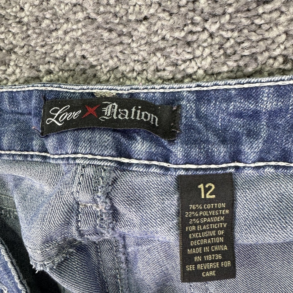 Love X Nation Jeans Womens 12 Blue Bootcut Embroidered Denim Medium Wash Casual - Picture 6 of 8